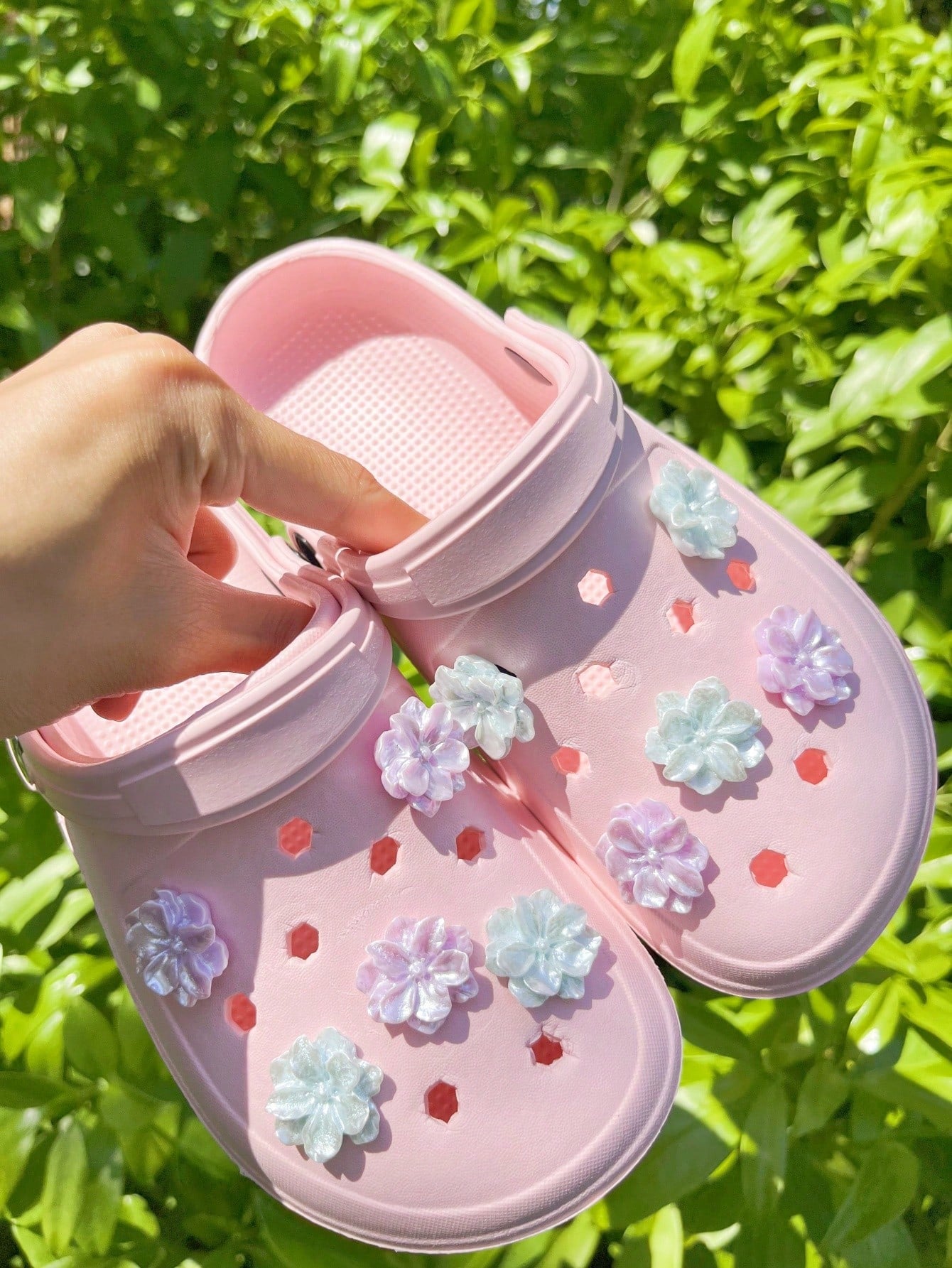 10 clips fleurs jasmin bleu violet pour sandales et mules