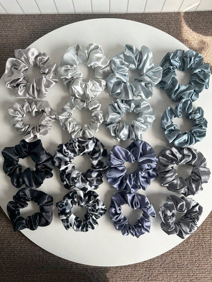 16 Élastiques à Cheveux Satin - Unis et Léopard
