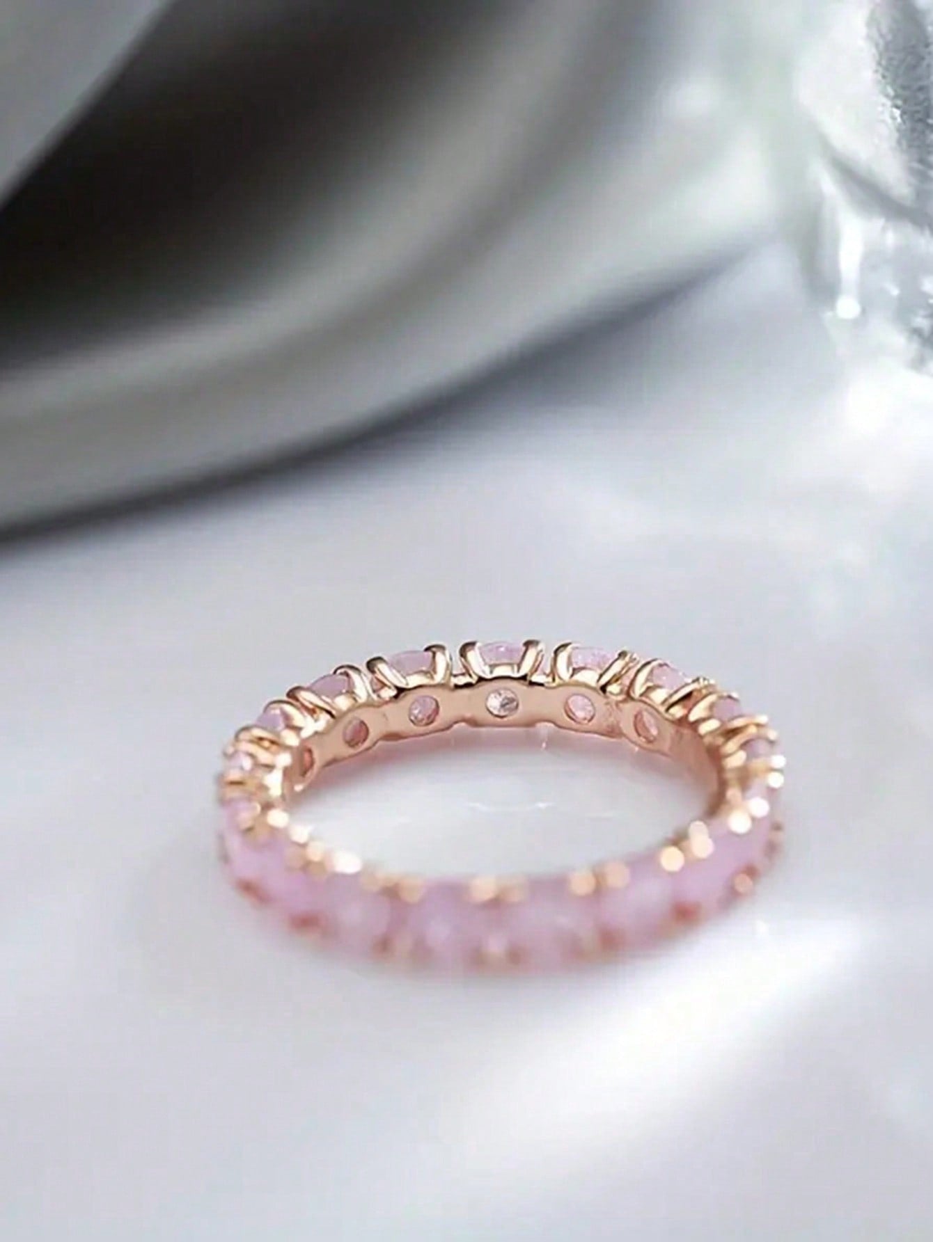 Bague de fiançailles bohème zircone rose, vert ou bleu aqua