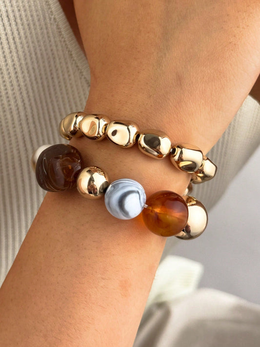 Bracelets vintage 2 pièces perles acryliques multicolores